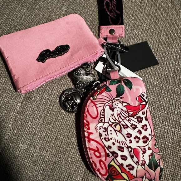 Ed Hardy Accessories - ISO Ed Hardy Pink Leopard Print Keychain Set